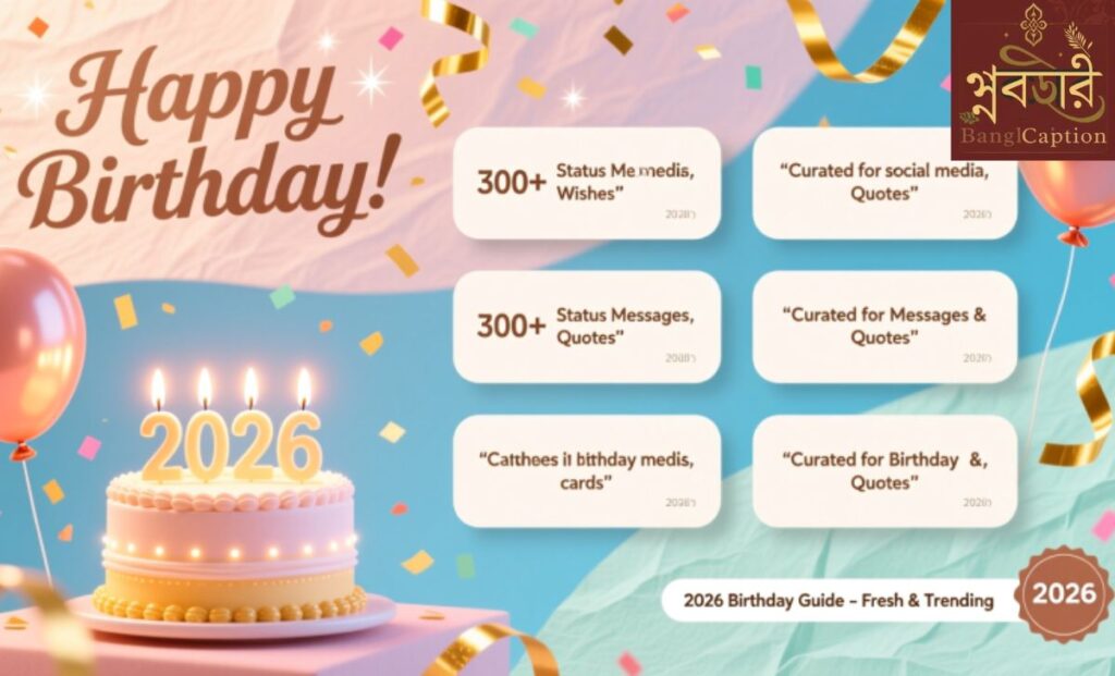 300+ Happy Birthday Captions উইশেস, স্ট্যাটাস ও উক্তি (২০২৬ গাইড)